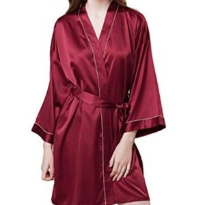 Satin Robe Ladies Short Silky Kimono Bathrobe